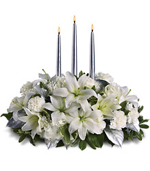 Silver Elegance Centerpiece from Gilmore's Flower Shop in East Providence, RI